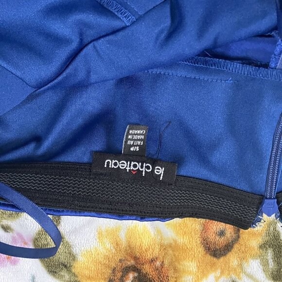 Y2K Le Chateau Halter Top Womens S Blue Satin Tie Up 2000s Made in Canada Prom - Picture 6 of 7